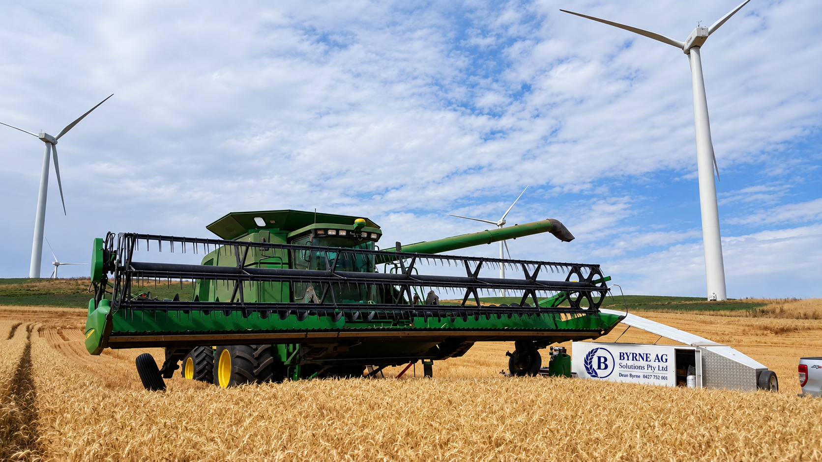 Combine harvester in a wheat field